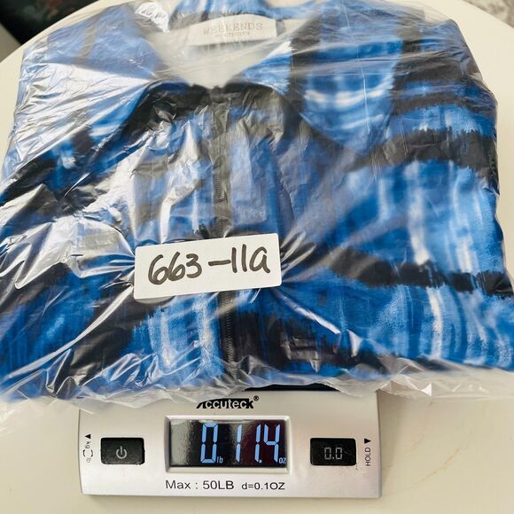 Weekends By Chico's Womens Blue Black Tie Dye Printed Jacket Size 2, US L - Picture 8 of 8